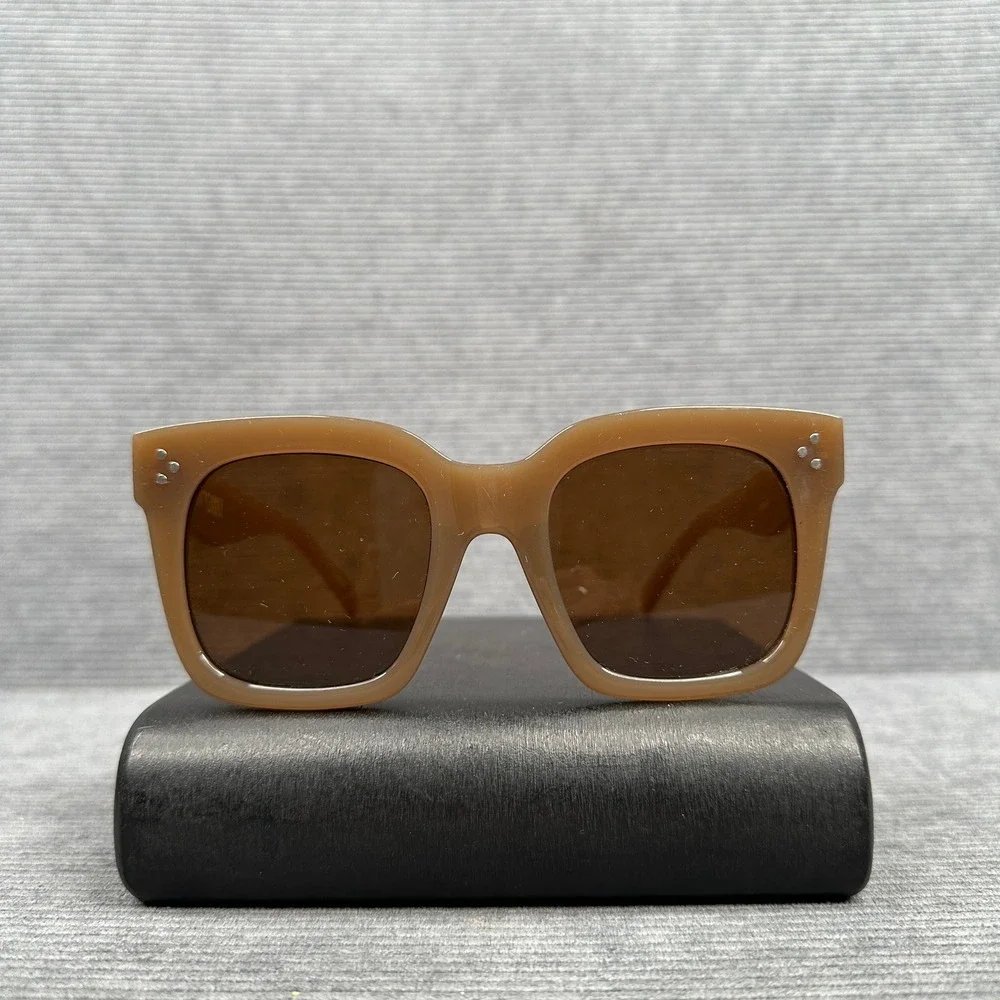 Juicy Orange Square Tan Brown Sunglasses with Triple Pin Detail Y2k